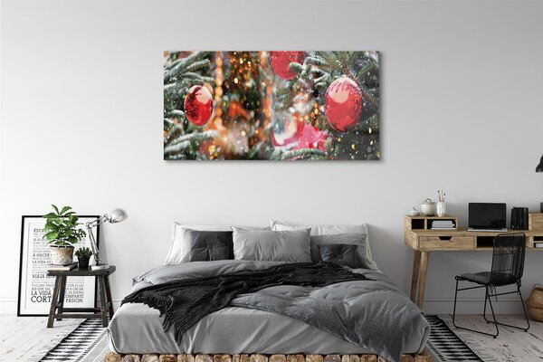 Tablouri pe sticlă baubles pomul de Crăciun de zăpadă