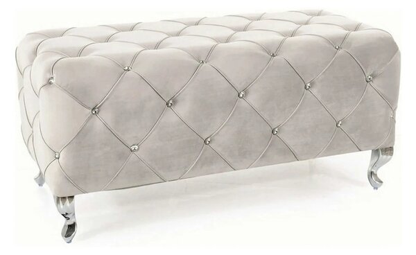 Taburet HESTIA, stofa catifelata gri deschis - Bluvel 03, 100x50x46 cm