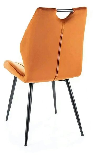 Scaun ARCO, caramiziu/negru, stofa catifelata/metal, 51x43x91 cm