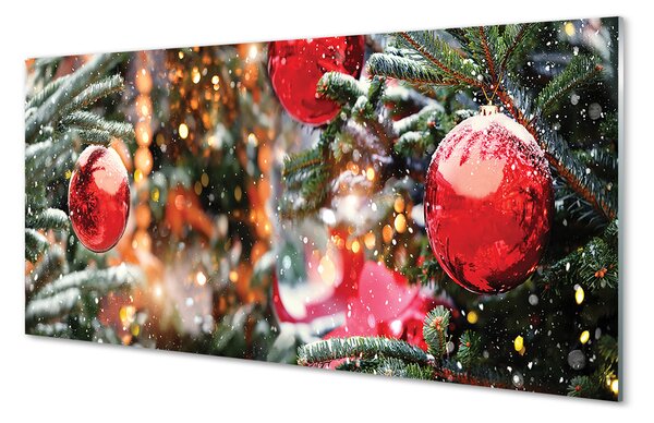 Tablouri pe sticlă baubles pomul de Crăciun de zăpadă