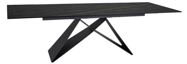 Masa extensibila WESTIN, negru, sticla/metal, 160-240x90x77 cm