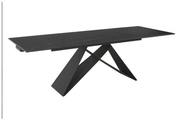 Masa extensibila WESTIN, negru, sticla/metal, 160-240x90x77 cm