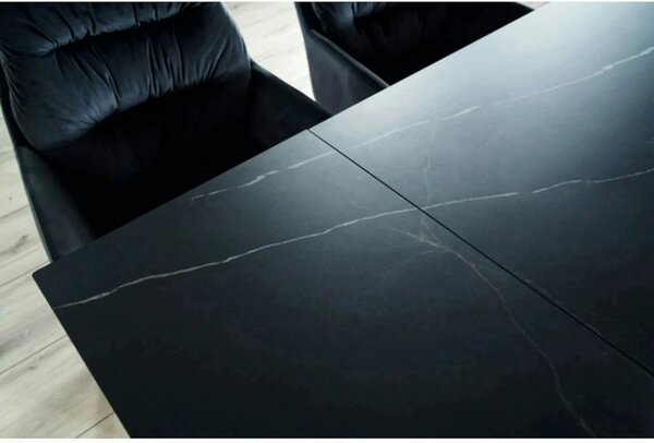 Masa extensibila WESTIN, negru, sticla/metal, 160-240x90x77 cm