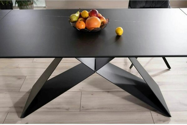Masa extensibila WESTIN, negru, sticla/metal, 160-240x90x77 cm
