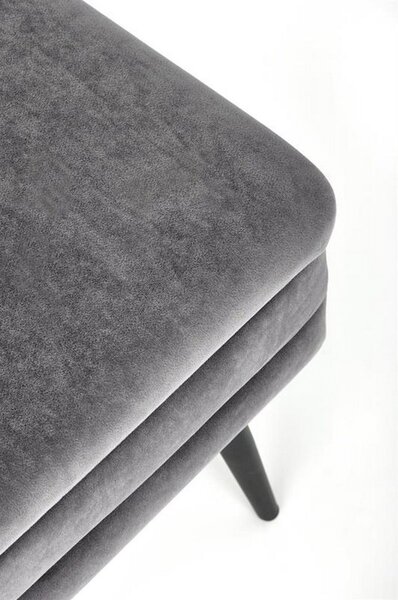 Bancuta VELVA, gri/negru, stofa catifelata/metal, cu spatiu pentru depozitare, 78x35x40 cm