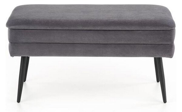 Bancuta VELVA, gri/negru, stofa catifelata/metal, cu spatiu pentru depozitare, 78x35x40 cm