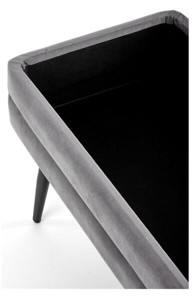 Bancuta VELVA, gri/negru, stofa catifelata/metal, cu spatiu pentru depozitare, 78x35x40 cm