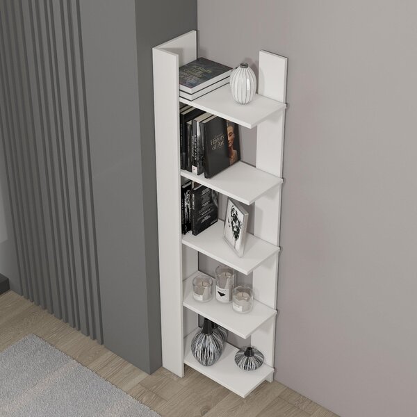 Biblioteca Reeta, Nuc - Alb, 45x26x160 cm
