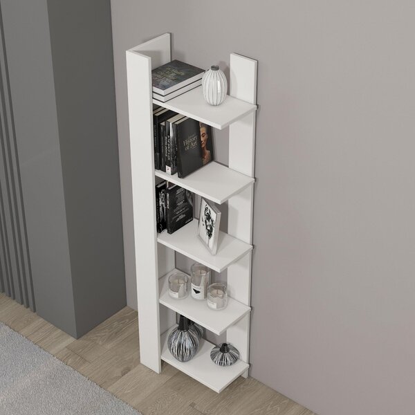 Biblioteca Reeta, Nuc - Alb, 45x26x160 cm