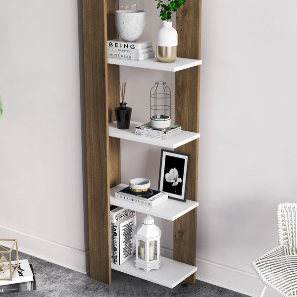 Biblioteca Reeta, Nuc - Alb, 45x26x160 cm