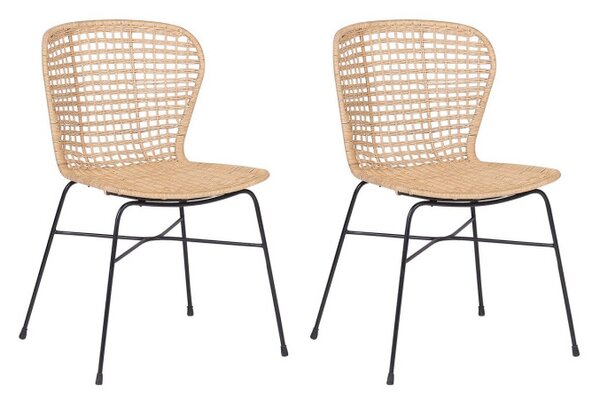 Set de 2 scaune din ratan Elfros, nisipiu/bej, 83 x 56 x 49 cm