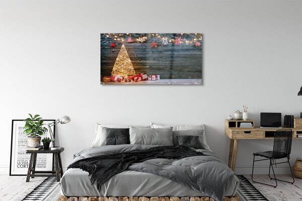 Tablouri pe sticlă Cadouri de Crăciun placi decor copac