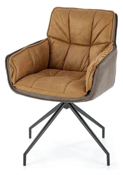 Scaun dining modern K523, maro/negru, stofa/piele ecologica, 61x61x85
