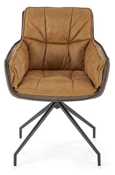 Scaun dining modern K523, maro/negru, stofa/piele ecologica, 61x61x85