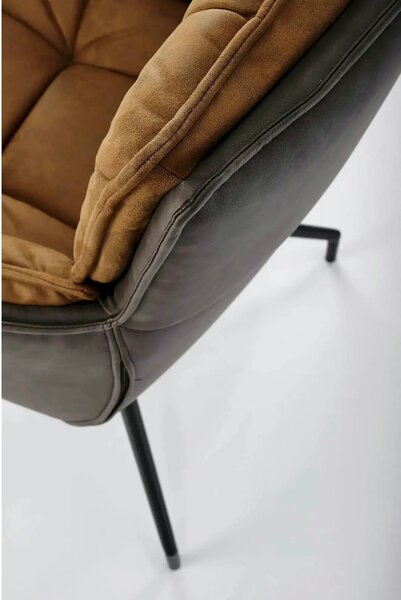 Scaun dining modern K523, maro/negru, stofa/piele ecologica, 61x61x85