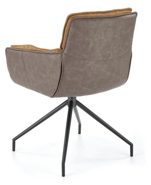 Scaun dining modern K523, maro/negru, stofa/piele ecologica, 61x61x85