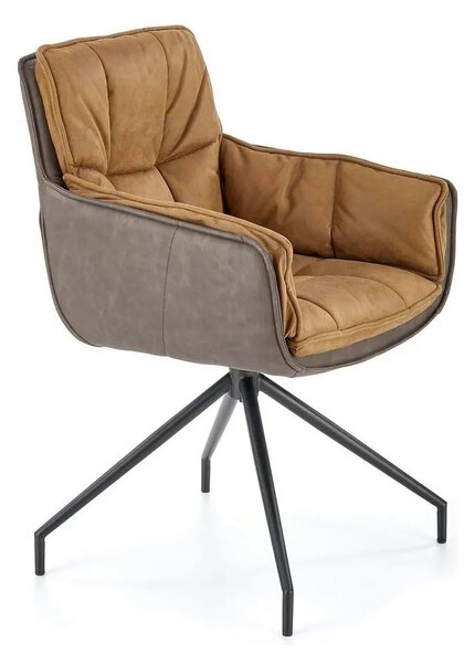Scaun dining modern K523, maro/negru, stofa/piele ecologica, 61x61x85