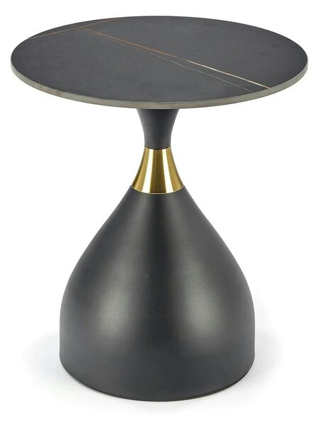Masuta de cafea metal/ceramica SCALITA, negru cu efect de marmura/auri