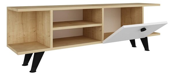 Comoda TV Fantery cu Rafturi si Usa, Nuc - Stejar, 120x45x30 cm