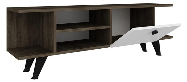Comoda TV Fantery cu Rafturi si Usa, Nuc - Stejar, 120x45x30 cm