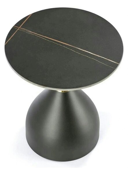 Masuta de cafea metal/ceramica SCALITA, negru cu efect de marmura/auri