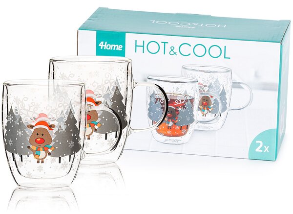 Pahare termo 4Home Mug Reindeer Hot&Cool 270 ml, 2 buc