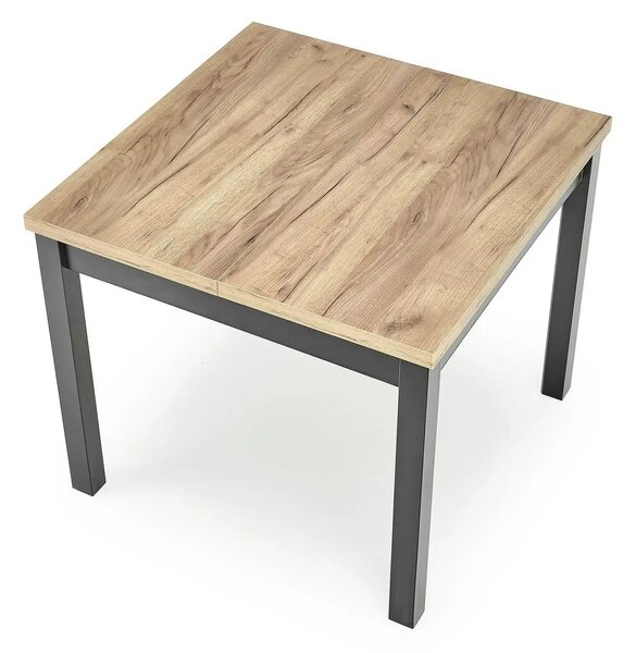 Masa bucatarie extensibila lemn TIAGO, stejar/negru, 90/125x90x77 cm
