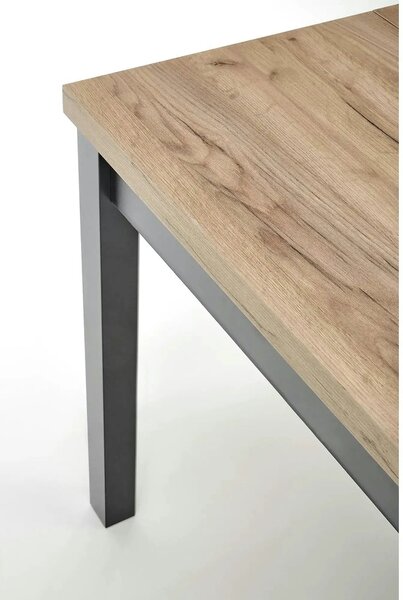 Masa bucatarie extensibila lemn TIAGO, stejar/negru, 90/125x90x77 cm