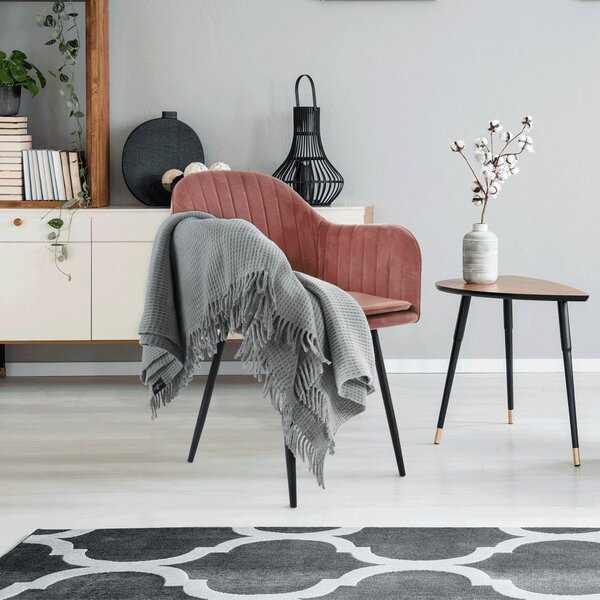Scaun ZIRKON, roz/negru, stofa catifelata/metal, 56x55x82 cm