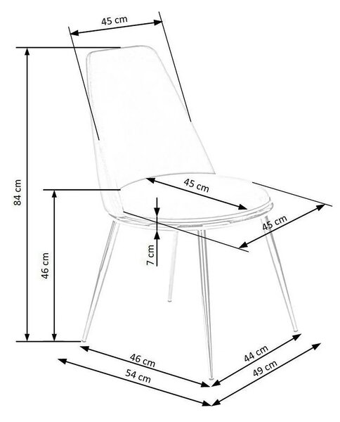Scaun K460, negru/auriu, stofa catifelata, 49x54x84 cm