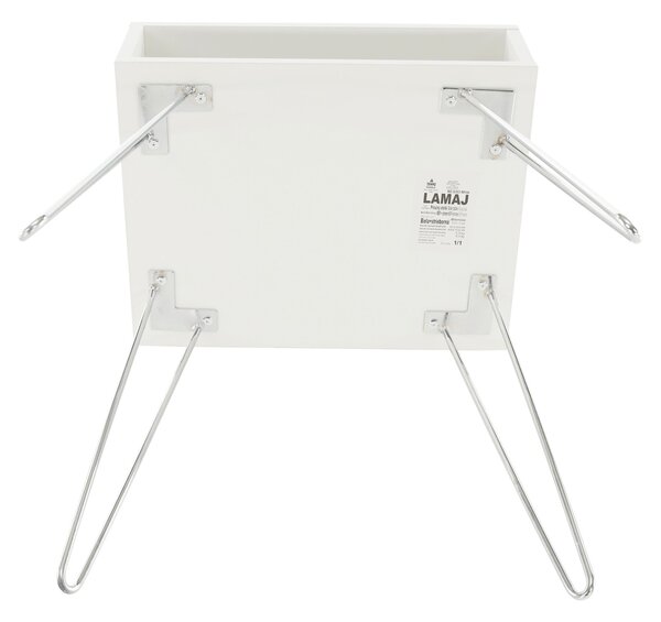 Masuta LAMEJ, alb laminat/metal, 45x35x58 cm