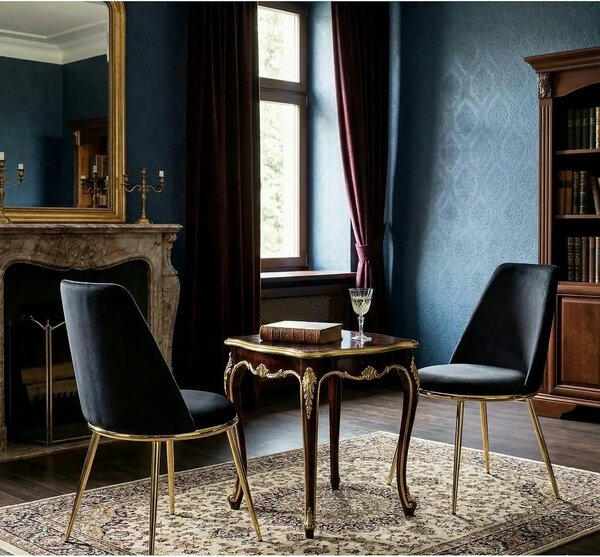 Scaun K460, negru/auriu, stofa catifelata, 49x54x84 cm