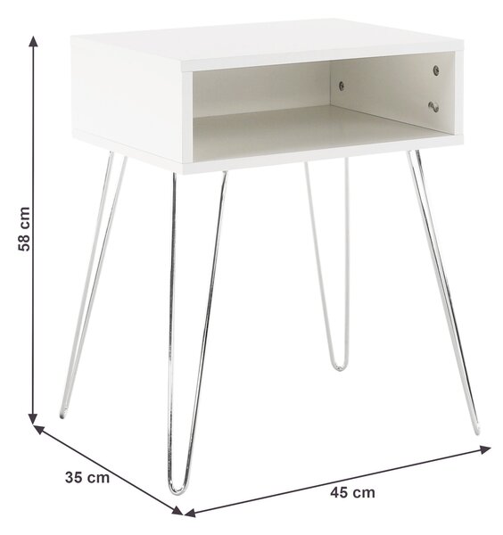 Masuta LAMEJ, alb laminat/metal, 45x35x58 cm