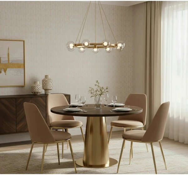 Scaun bej tapitat K460, stofa catifelata, 49x54x84 cm