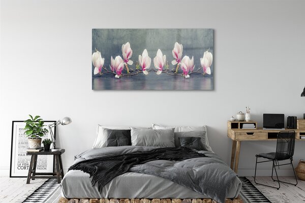 Tablouri pe sticlă ramură de magnolie