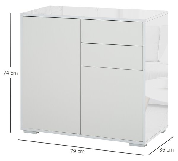 Dulapior cu sertare si 2 Dulapioare cu polite reglabile, Deschidere prin Presiune 79x36x74cm HOMCOM | Aosom Romania