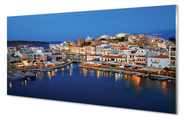 Panouri de sticlă oraș Grecia Coast timp de noapte