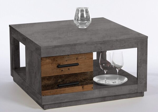 Masuta cafea Fulda, PAL, gri/maro, 80x80x46 cm