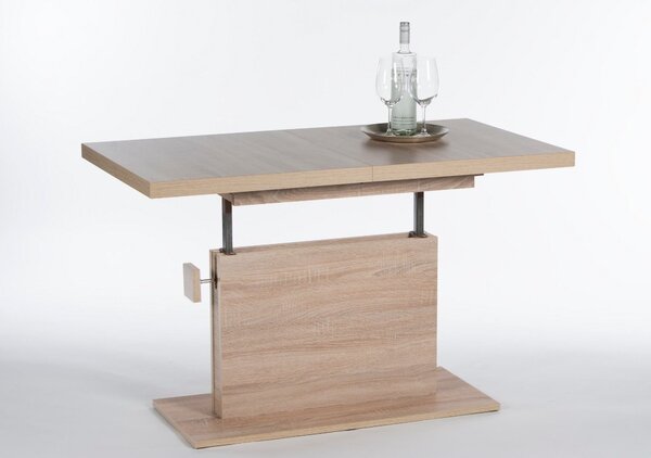 Masuta cafea Monaco, PAL/ABS , stejar sonoma, mecanism de ridicare, 120/160x67x59/76 cm