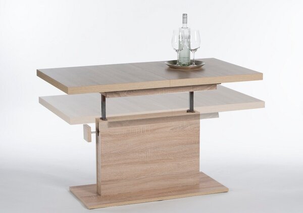 Masuta cafea Monaco, PAL/ABS , stejar sonoma, mecanism de ridicare, 120/160x67x59/76 cm