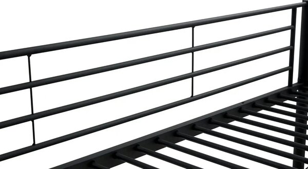 Pat supraetajat BUNKY 90x200, negru, metal, cu somiera