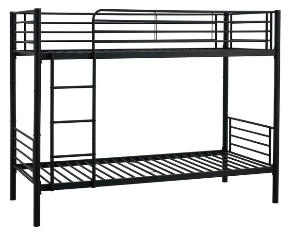 Pat supraetajat BUNKY 90x200, negru, metal, cu somiera