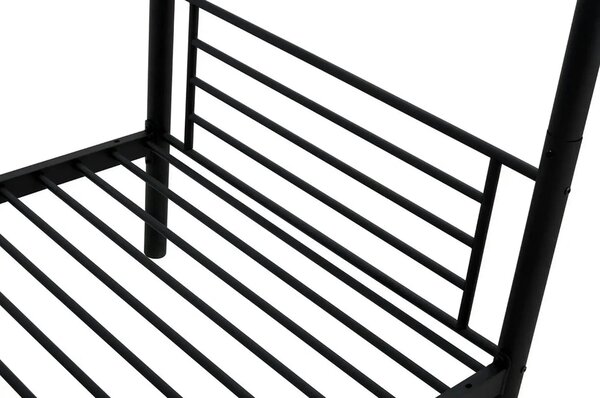 Pat supraetajat BUNKY 90x200, negru, metal, cu somiera