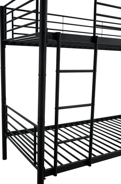 Pat supraetajat BUNKY 90x200, negru, metal, cu somiera