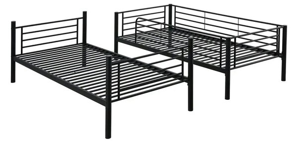 Pat supraetajat BUNKY 90x200, negru, metal, cu somiera