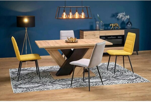 Masa extensibila BRANDON, stejar wotan/negru, PAL laminat, 160/200x90x