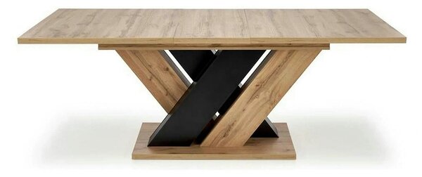 Masa extensibila BRANDON, stejar wotan/negru, PAL laminat, 160/200x90x