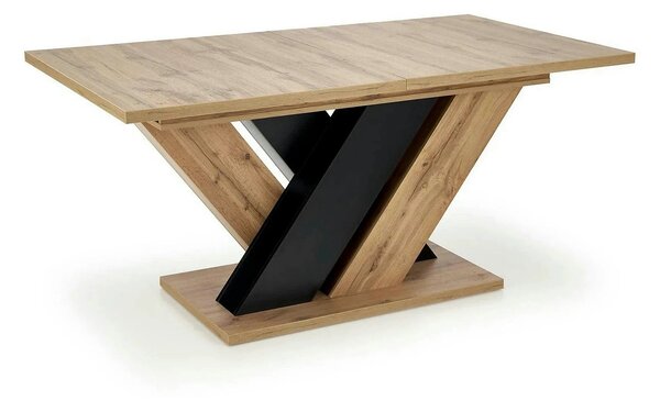 Masa extensibila BRANDON, stejar wotan/negru, PAL laminat, 160/200x90x