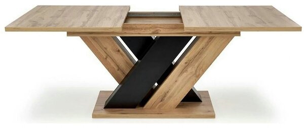 Masa extensibila BRANDON, stejar wotan/negru, PAL laminat, 160/200x90x