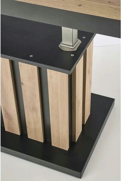 Masa extensibila BARETTI, stejar artisan/negru, PAL furniruit, 130/170